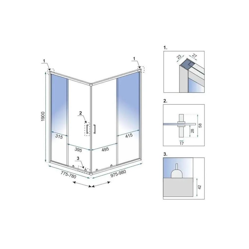 Καμπίνα ντους Rea City 80x100 Nickel Brush