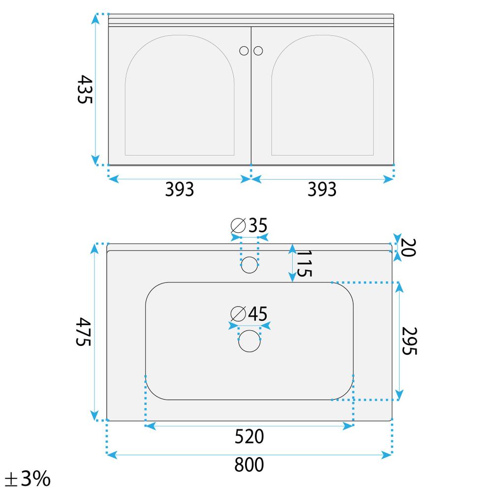 Zestaw mebli łazienkowych z Umywalką Denver 80cm Szary