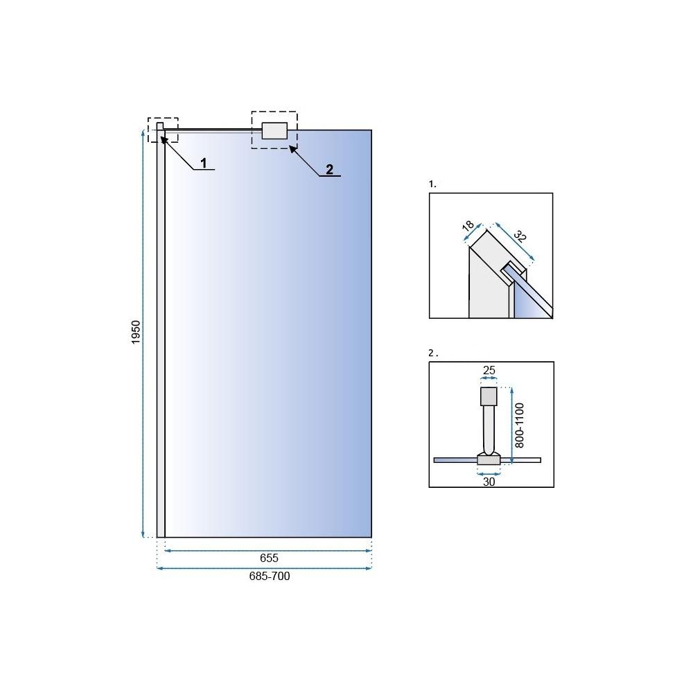 Dušo ekranas Rea Aero N 70 Reklamjuostė Skaidrus