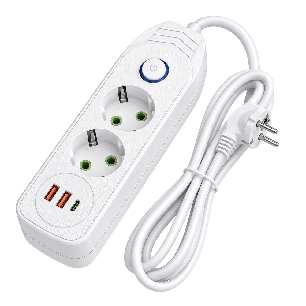 Listwa zasilająca Przedłużacz 2 gniazda + 2x USB-A + USB-C JNH023-2B Biały