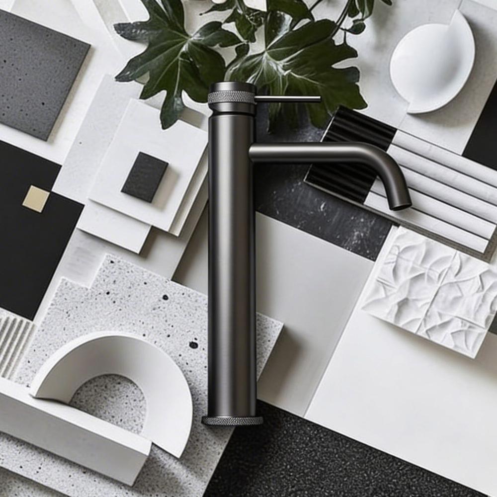 Umývadlová batéria REA Lungo Grip - Gun Grey, vysoká