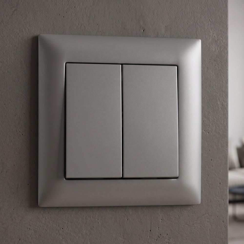Włącznik podwójny z ramką OSTE JNH007-W Szary
