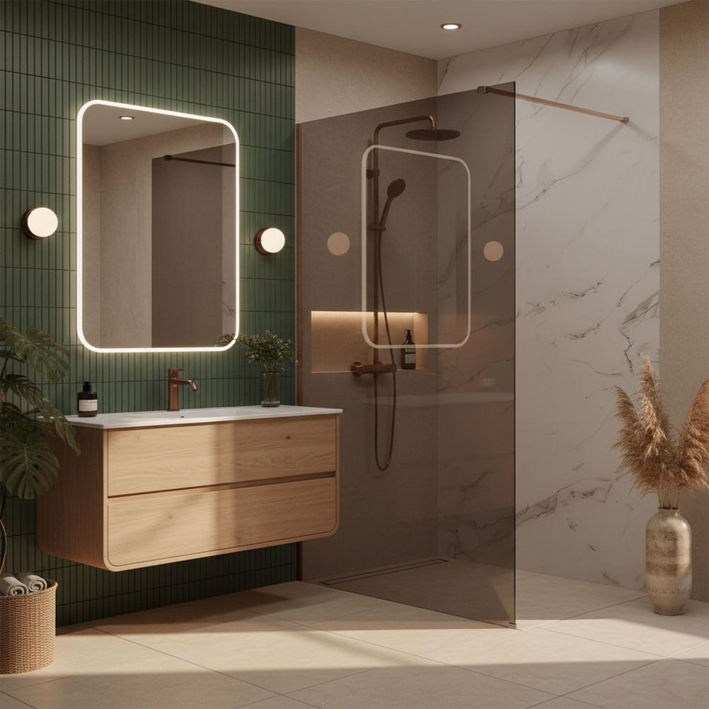 Kabina prysznicowa Walk-In Rea Flexi Brown / Brush Copper 90