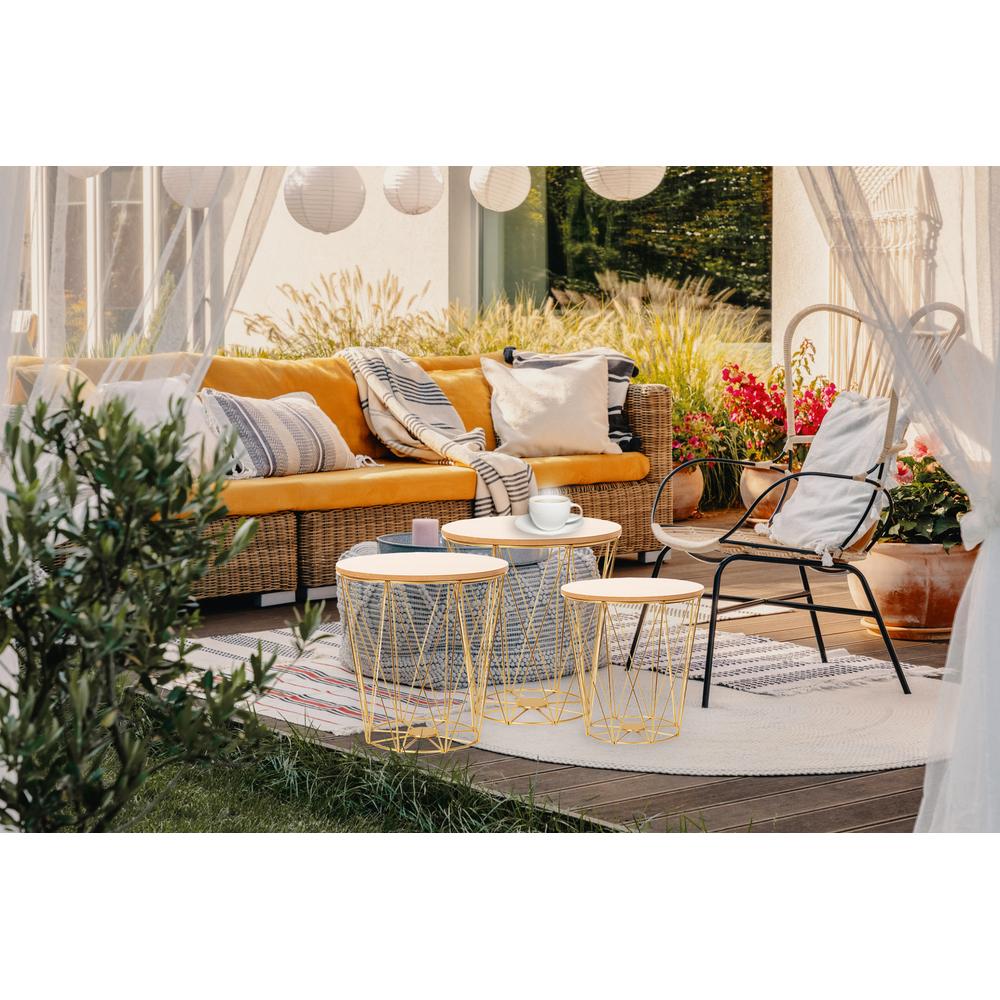 Komplet  trzech stolików drucianych TWINS gold