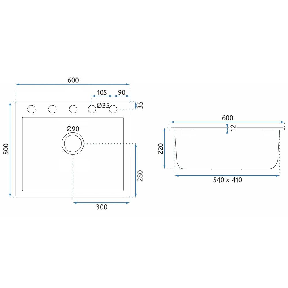 Évier granit  West XL grey