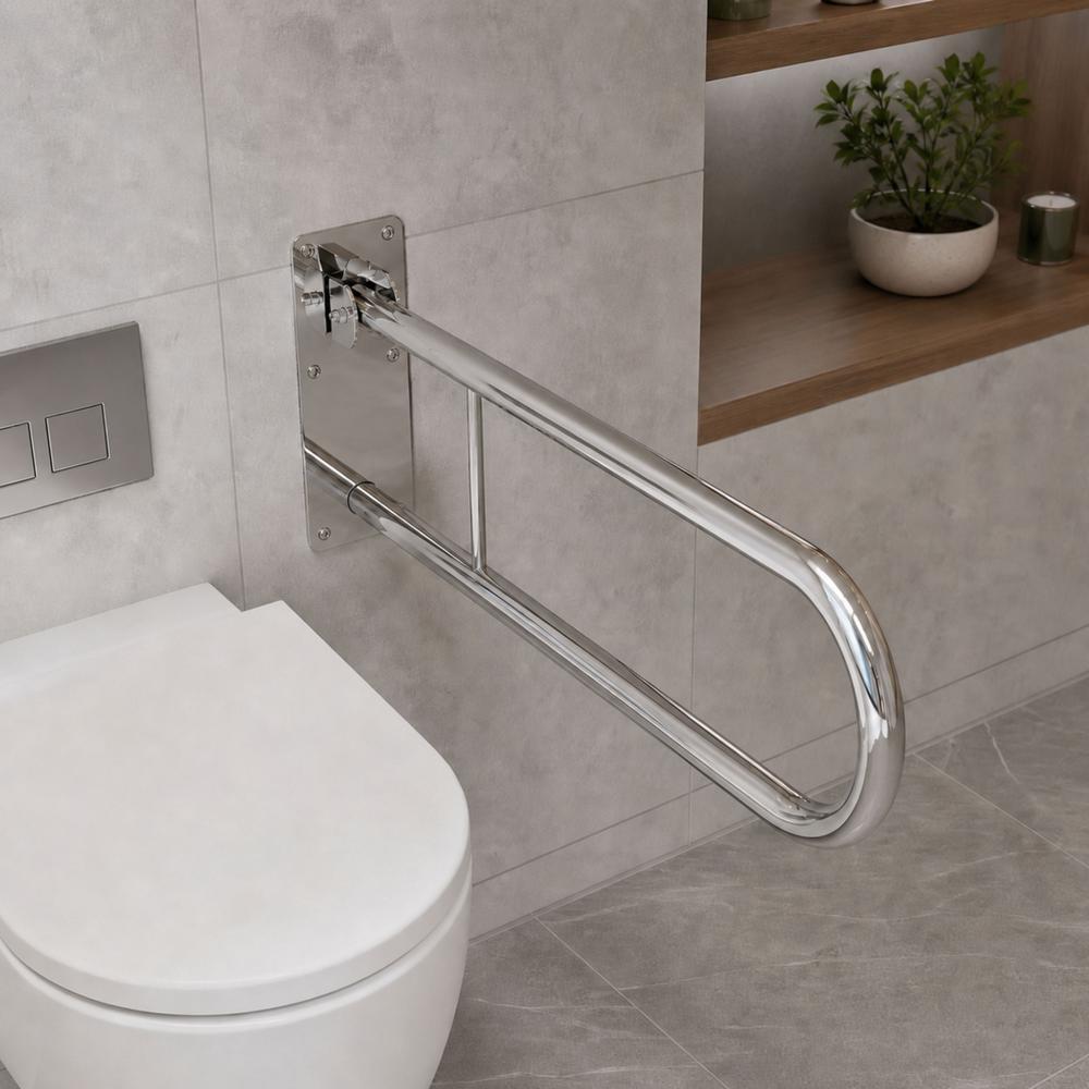Folding bathroom grab bar Chrome