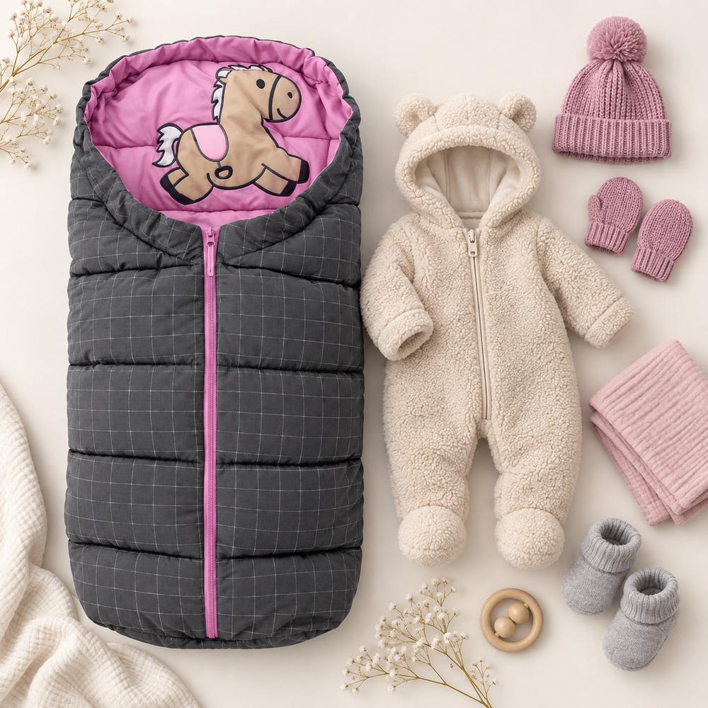 Śpiworek dziecięcy 4w1 Horse Grey-Purple