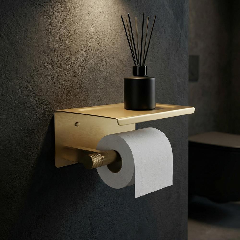 Uchwyt na papier toaletowy z półką 39105A ORI Złoty Szczotkowany