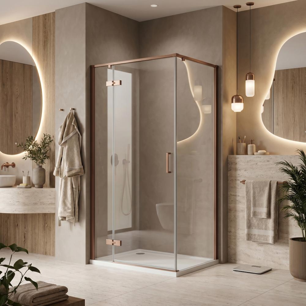 Shower enclosure Rea Bruno 100x80 Brush Copper