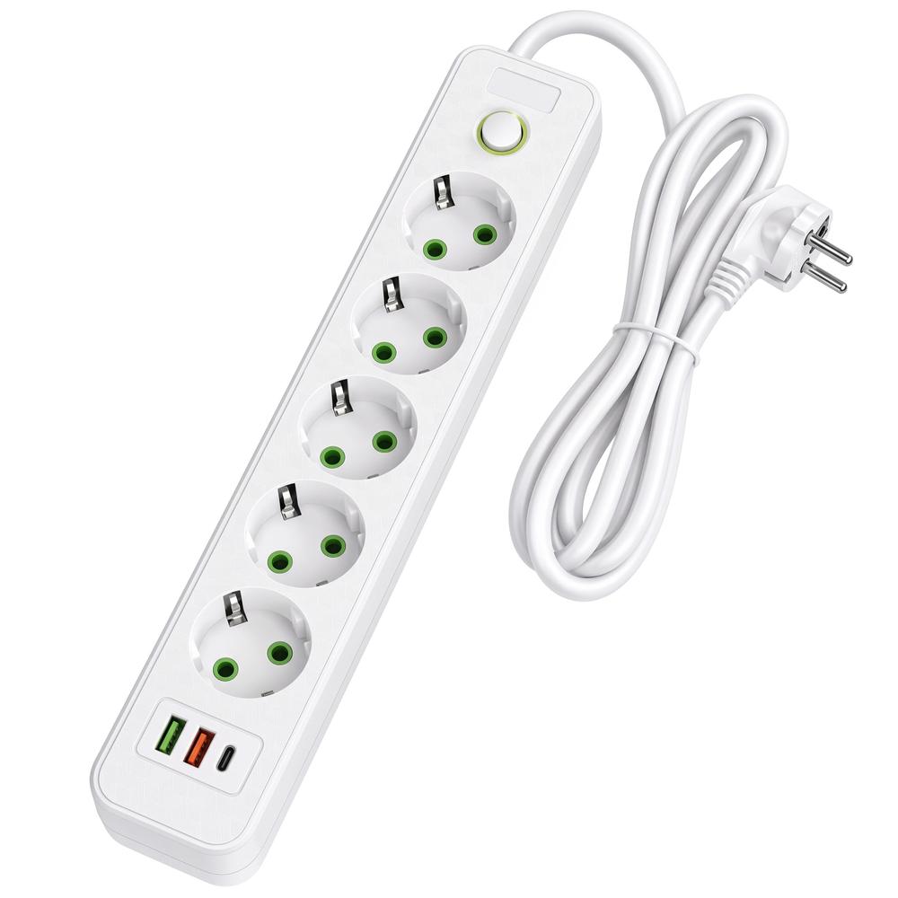 Listwa zasilająca Przedłużacz 5 gniazd + 2x USB-A + USB-C JNH022-5A Biały
