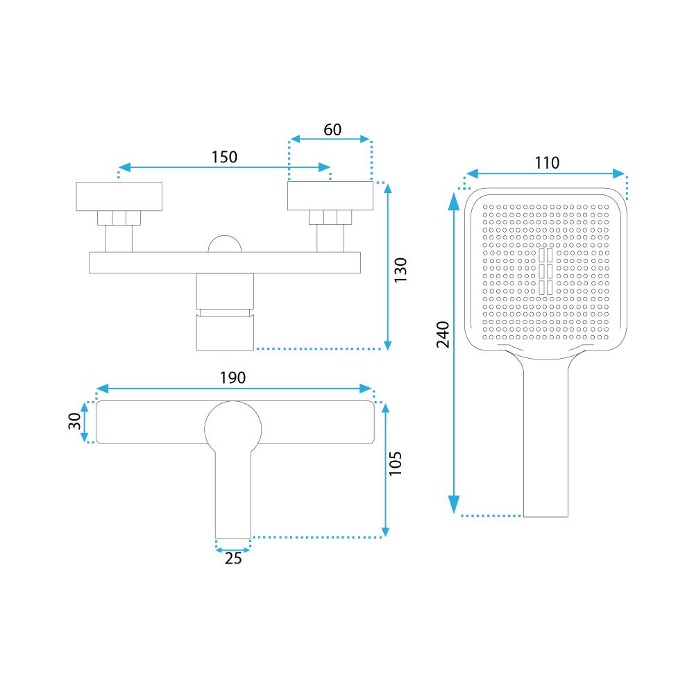 Baterie de duș REA ARGUS GOLD