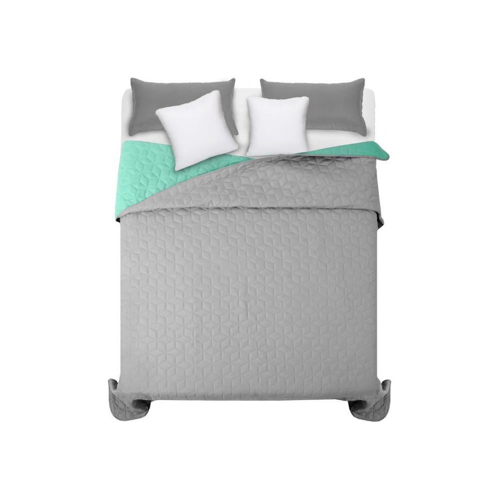 Narzuta dwustronna pikowana Diamante Mint / L.Grey