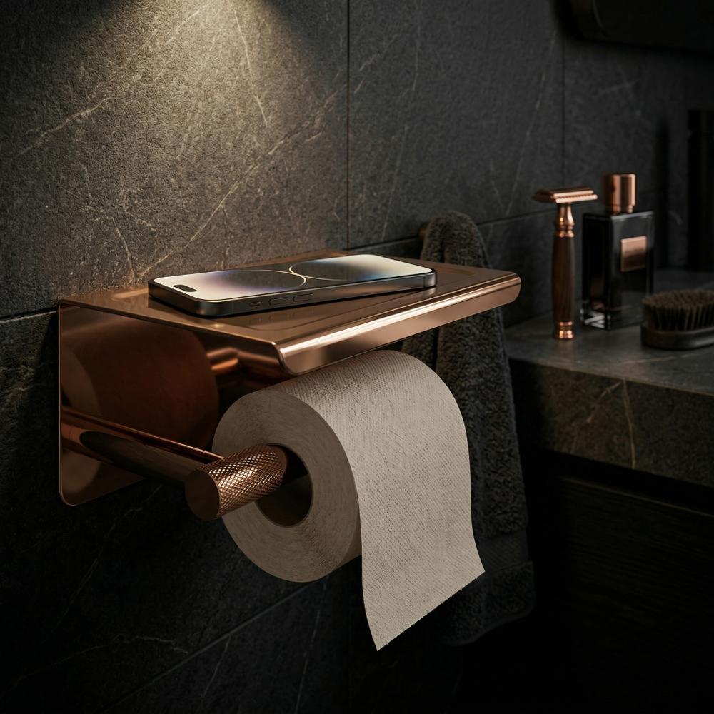 Držač toaletnog papira s policom 6613 Modern Copper