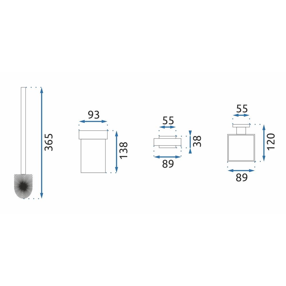 WC šepetys metalinis chromas ERLO 05