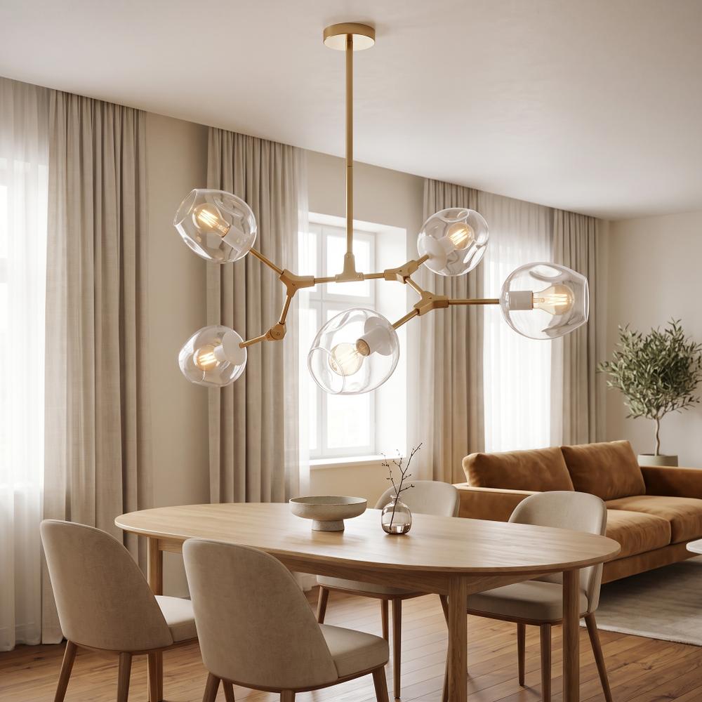 Lampa Wisząca Szklane Kule 5 Ramion APP506-5C Złota