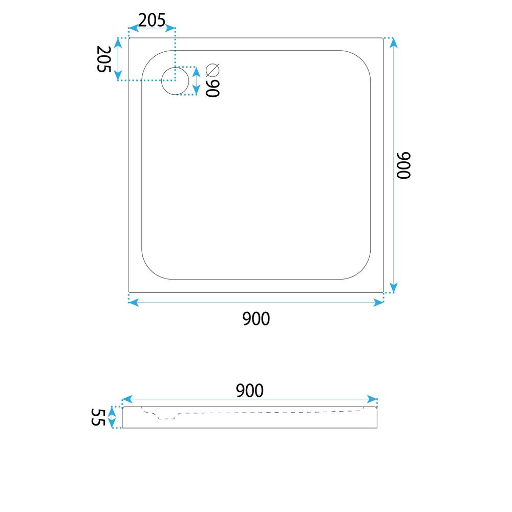 Sprchová akrylová vanička Rea Belmond White 90x90 Brush Copper