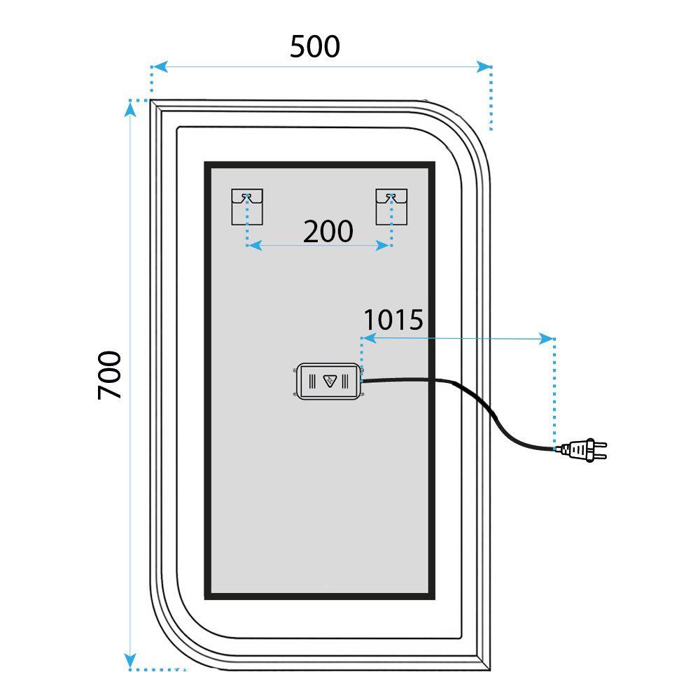 Lustro ścienne LED ZONE 70x50 Nikiel Szczotkowany