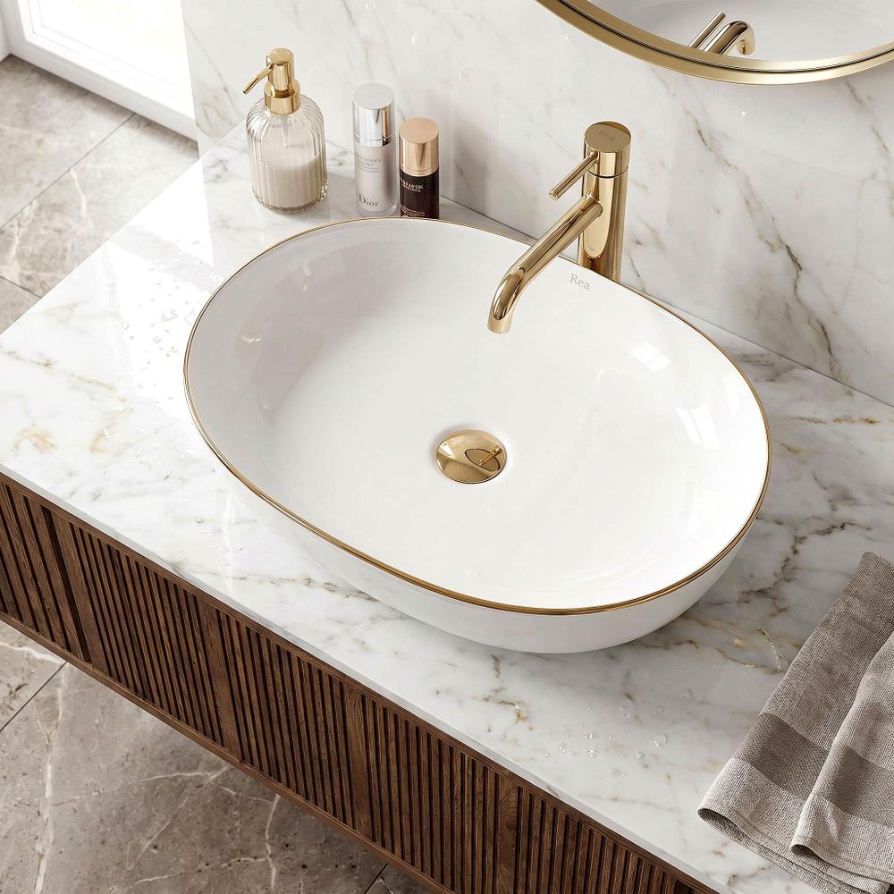 Umywalka nablatowa Rea CLEO 61 Gold Edge