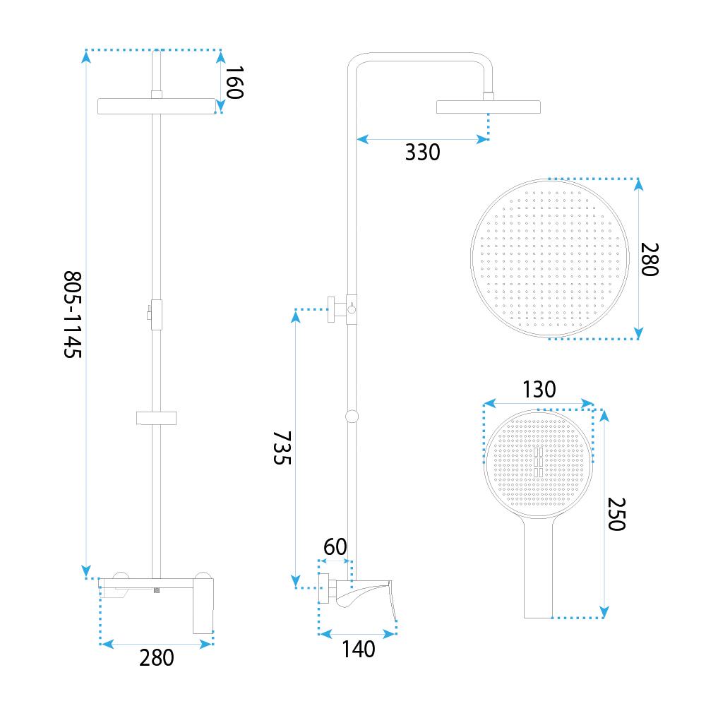 Dušas komplekts Rea Vision Chrome