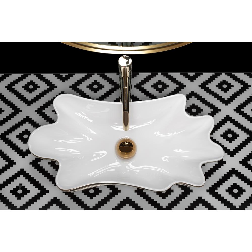 Umywalka REA Sea Infinity Gold/White + Korek