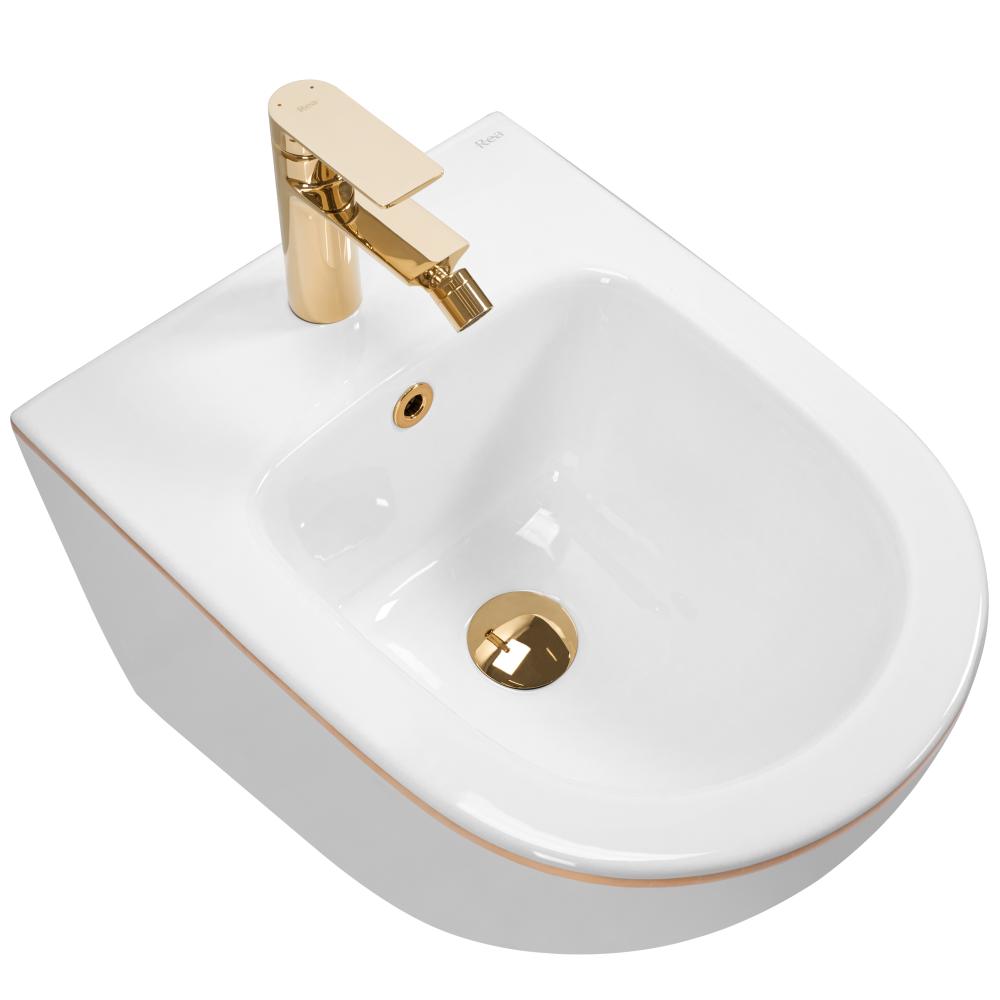 WC-pöytäsarja CARLO Mini Flat + bidee CARLO Mini White Gold Edge