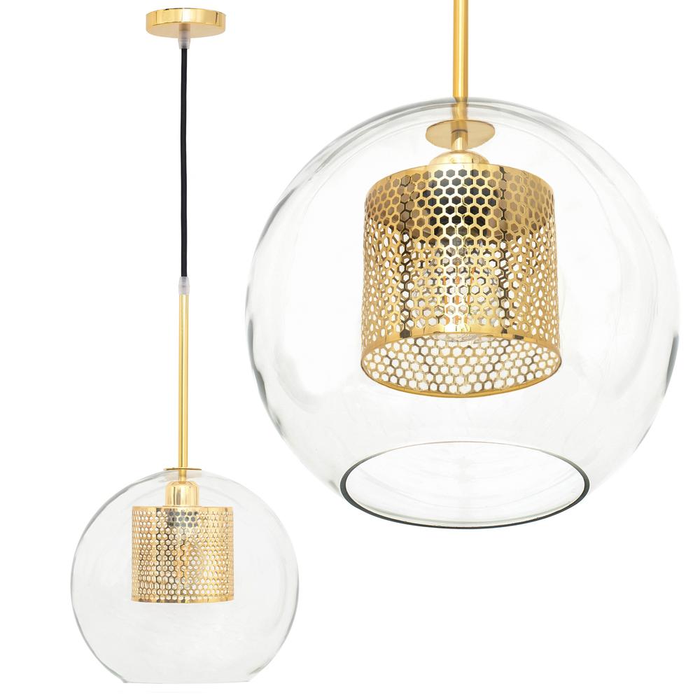 Lampa wisząca szklana loft APP554-1CP 20cm Złota
