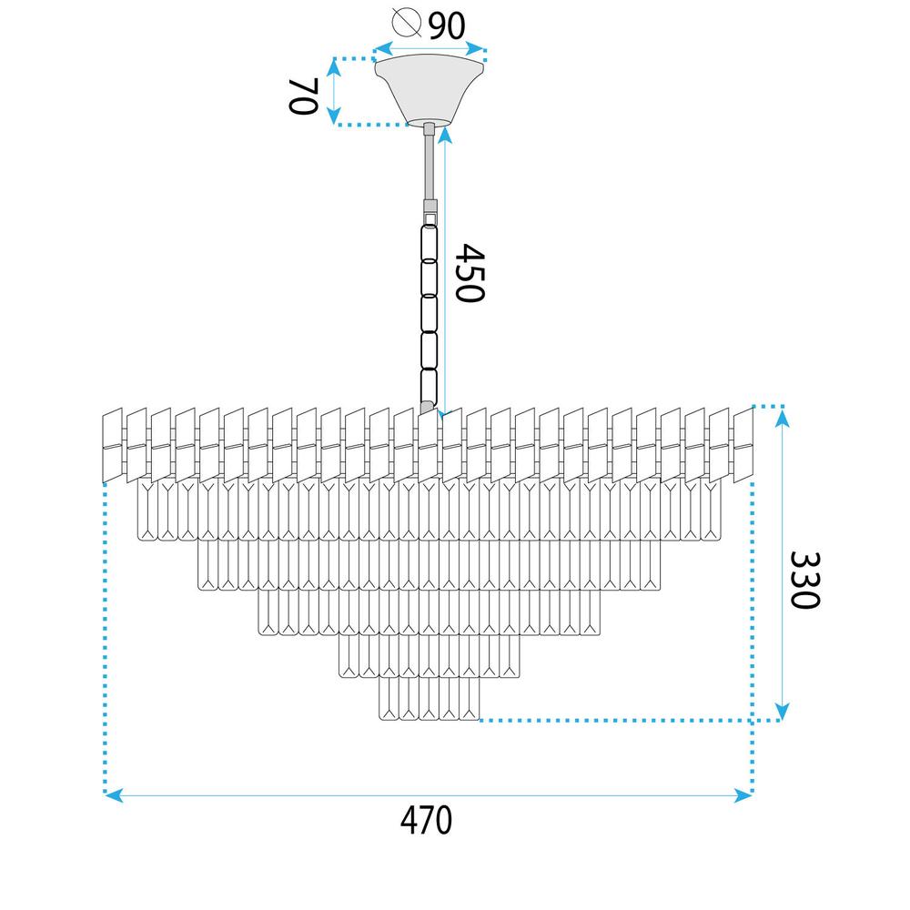 Hängelampe Cristal G054-CP 50cm GOLD
