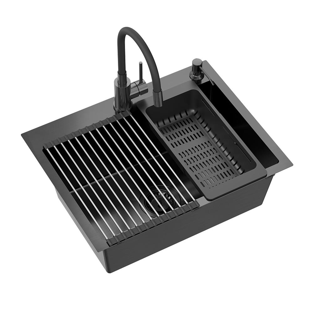 Стальная мойка для кухни LUKE 110 WORKSTATION Black