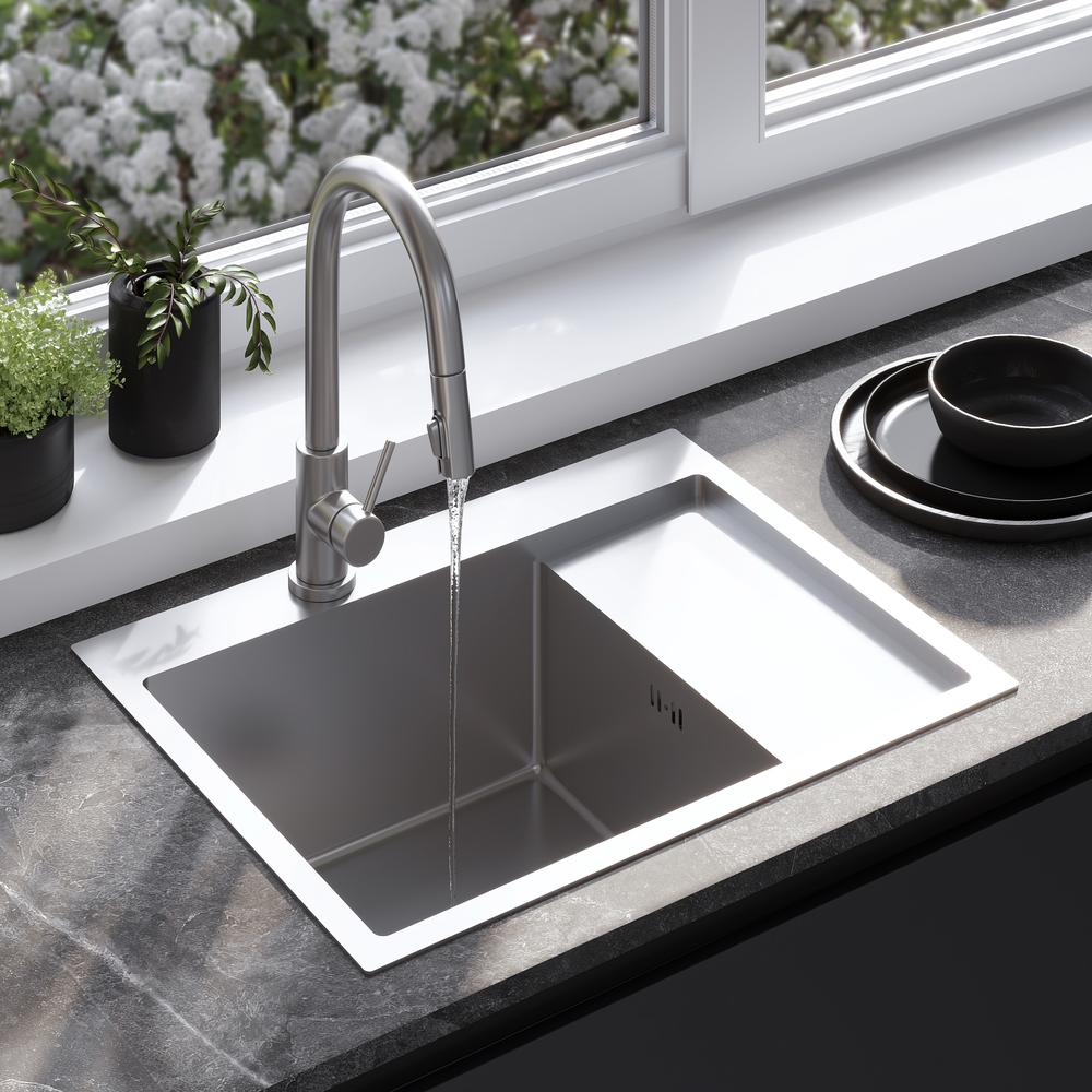 Stainless steel sink Fin BRUSH NICKEL