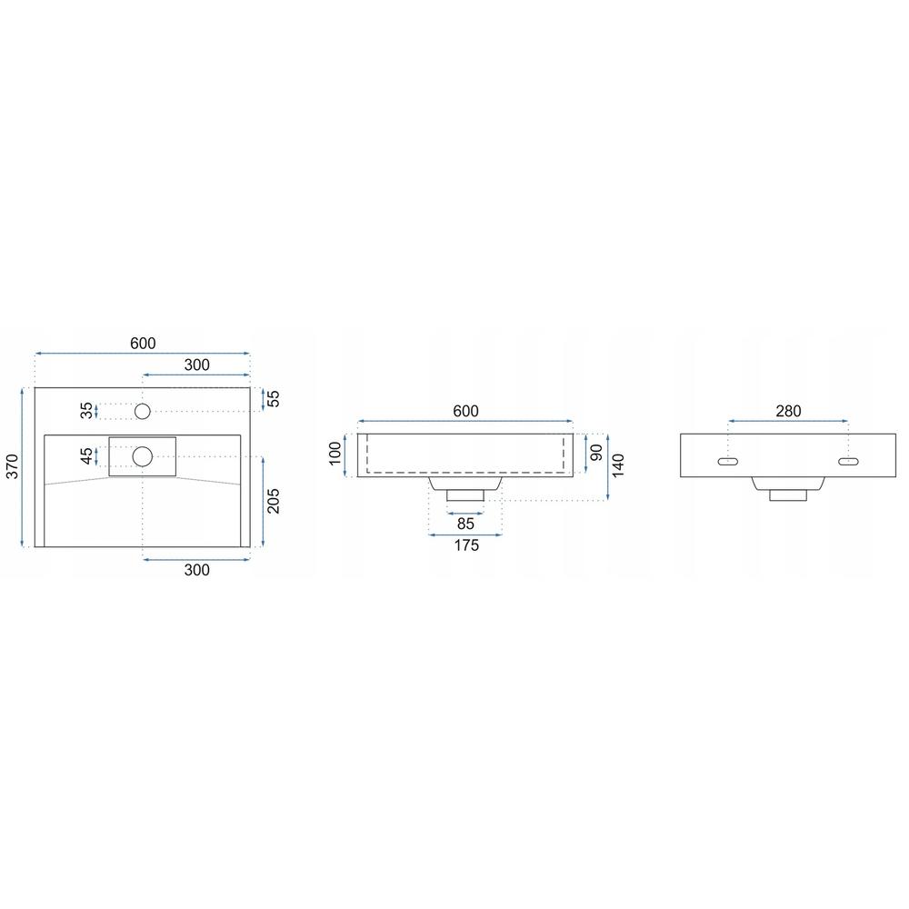 Lavabo in conglomerato GOYA 60cm Conglomerato + Supporto