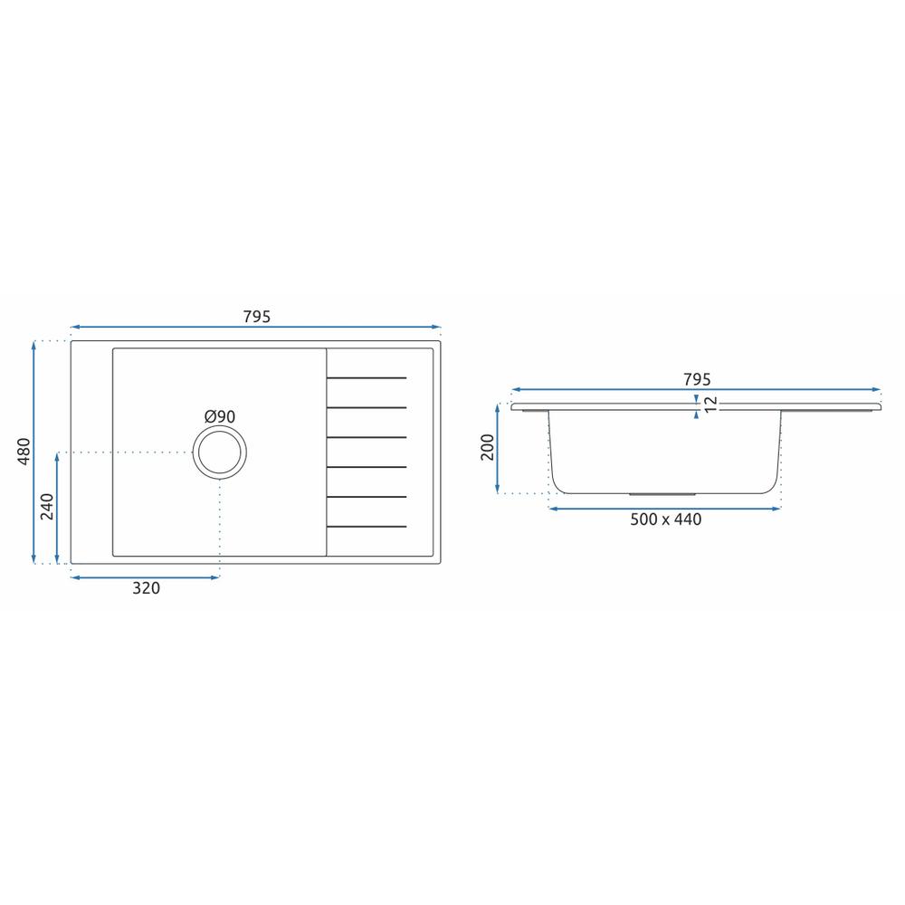 Kuchyňský dřez REA STEN - černá žula