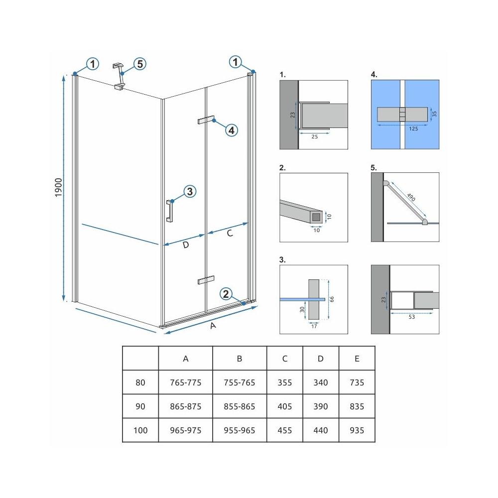 Cabina doccia Rea Molier Chrom 80x80