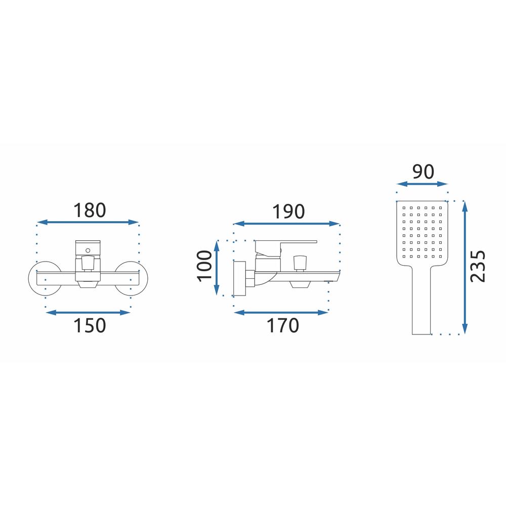 Μπαταρία μπανιέρας Rea Urban Χρώμιο