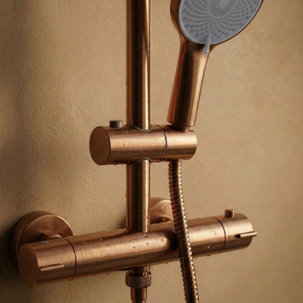 Set de duș fără pipă cu termostat Rea Lungo Copper Brush
