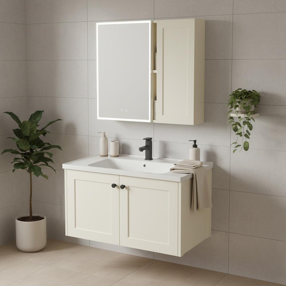Conjunto de muebles de baño con lavabo Monti 60cm Creme