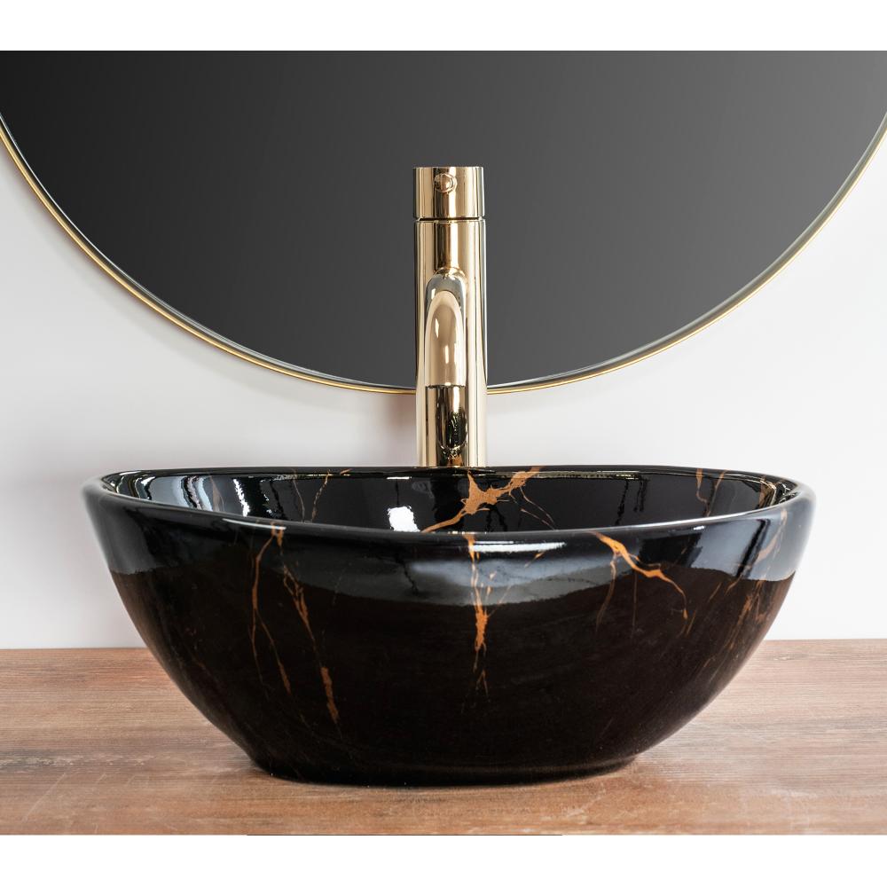 Umywalka nablatowa Rea Sofia Mini Black Marble Shiny