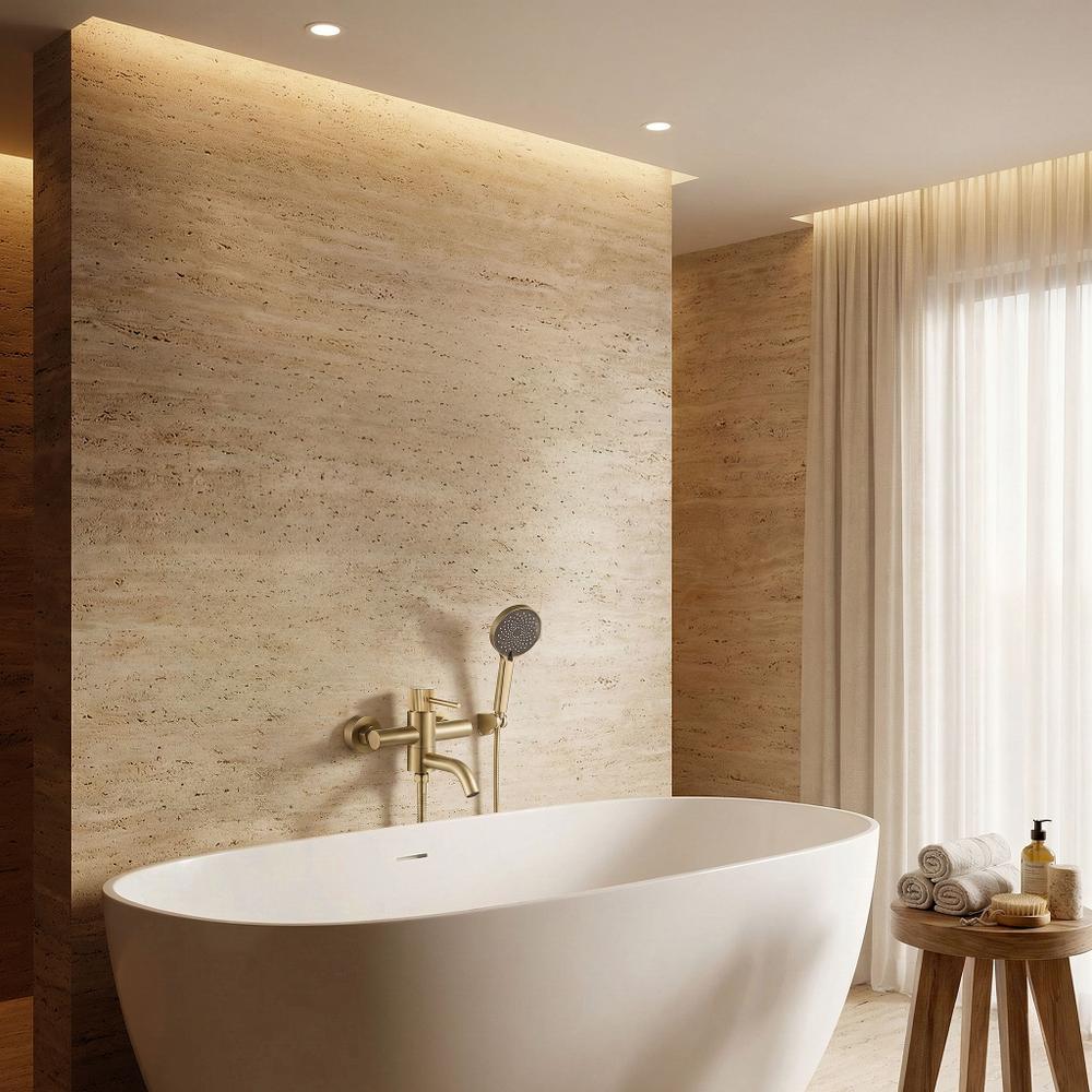 Vanová baterie Rea Lungo Stripe Gold  Brush