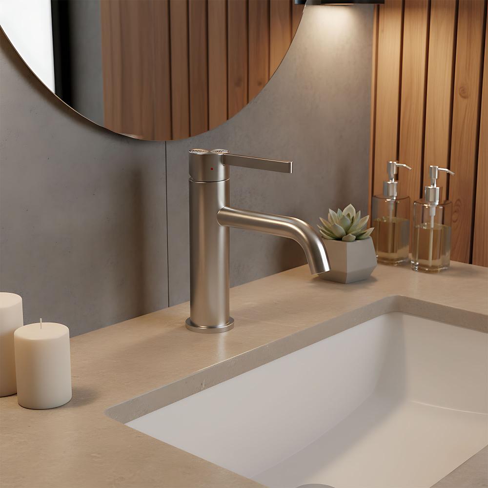 Bateria Umywalkowa Rea Foster nikiel szczotkowany niska