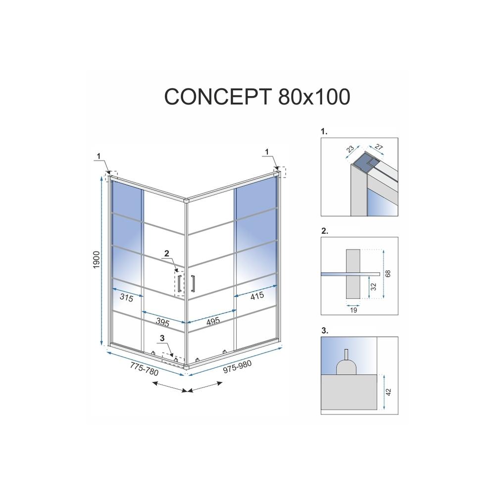 Sprchový kout REA CONCEPT 80x100 - černý