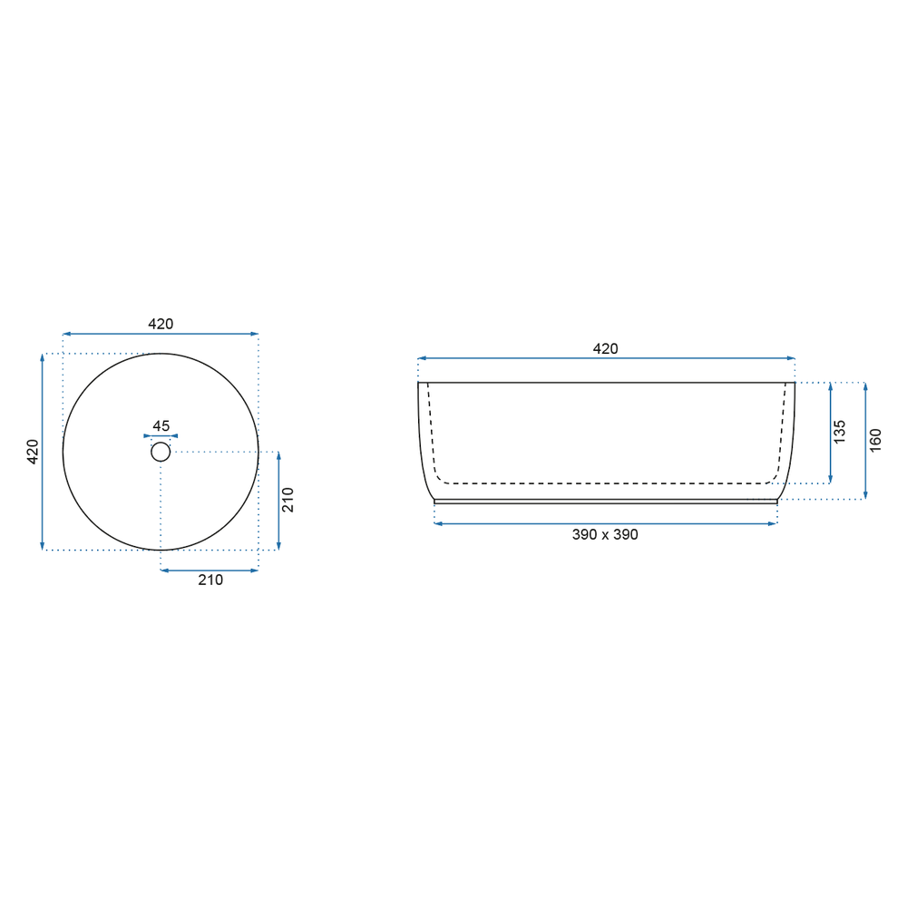 Aufsatzwaschbecken Rea Helen Gold White