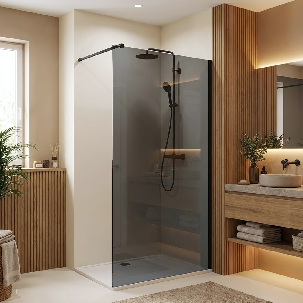 Tuš zaslon Rea Flexi Grey / Black 80