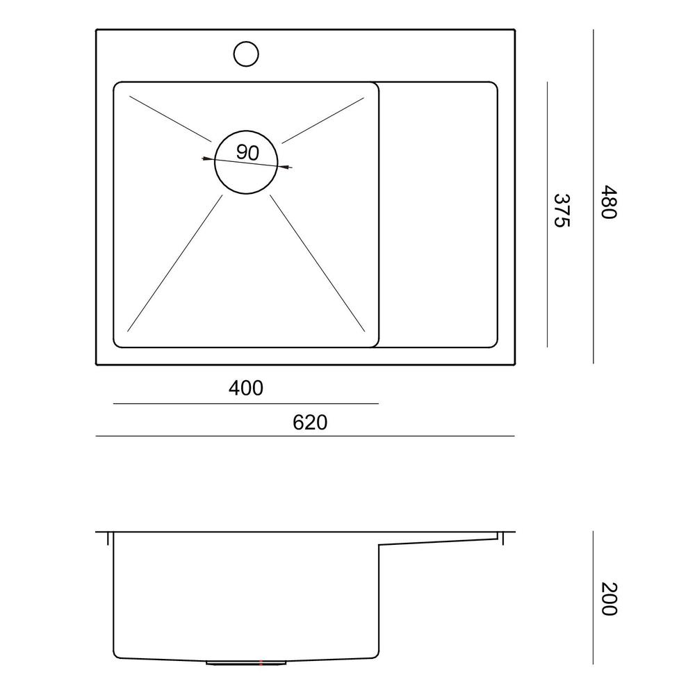 Stainless steel sink RUSSEL 116 Gold