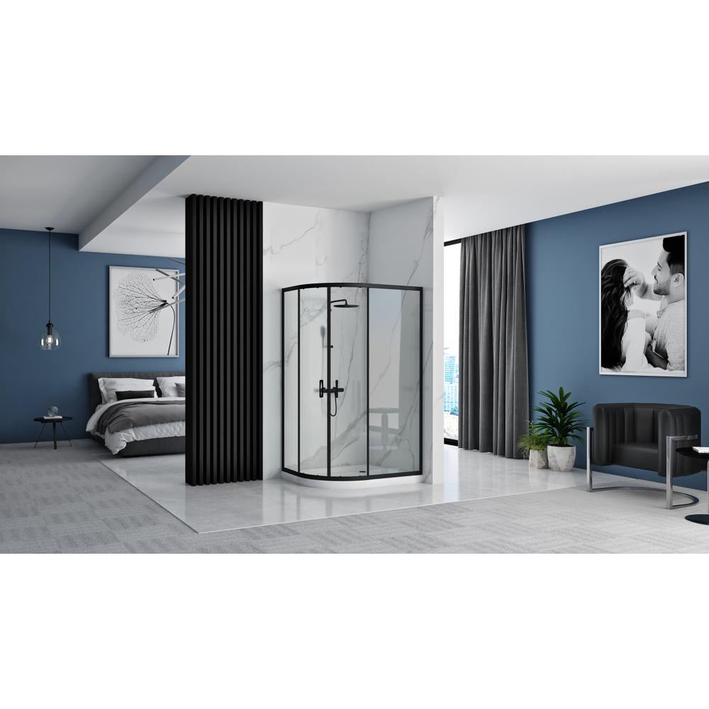 Cabine de douche REA Look Black 80x100 + Receveur de douche Look White