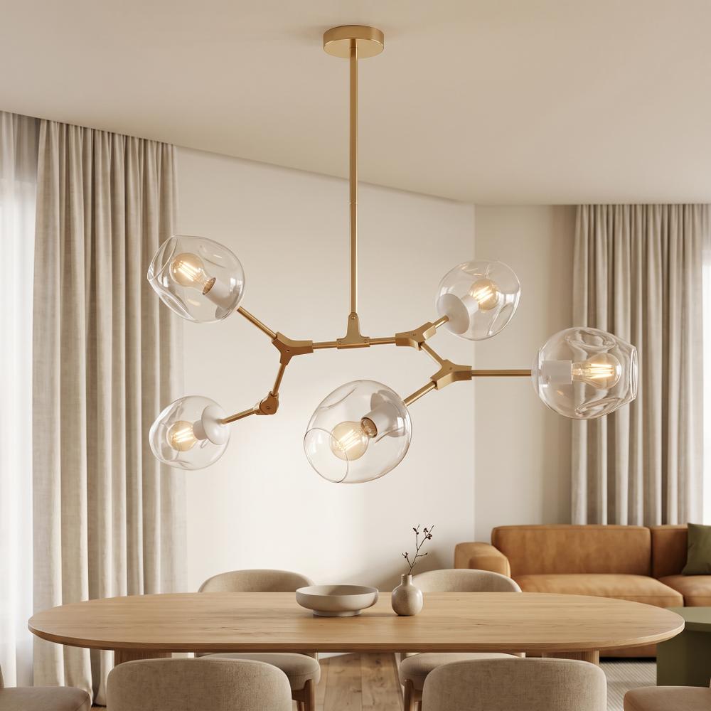 Lampa Wisząca Szklane Kule 5 Ramion APP506-5C Złota