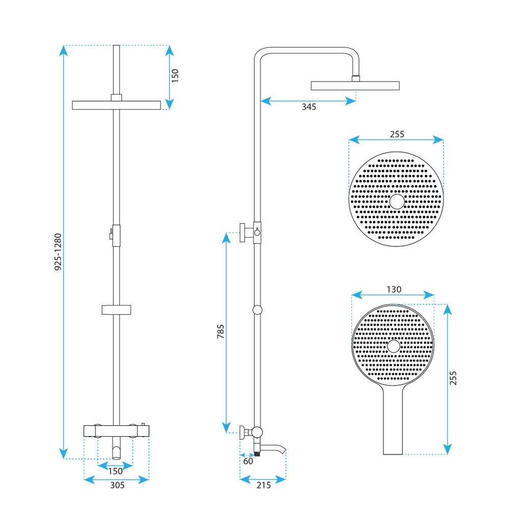 Kit de douche Rea Lungo Stripe Brush Nickel