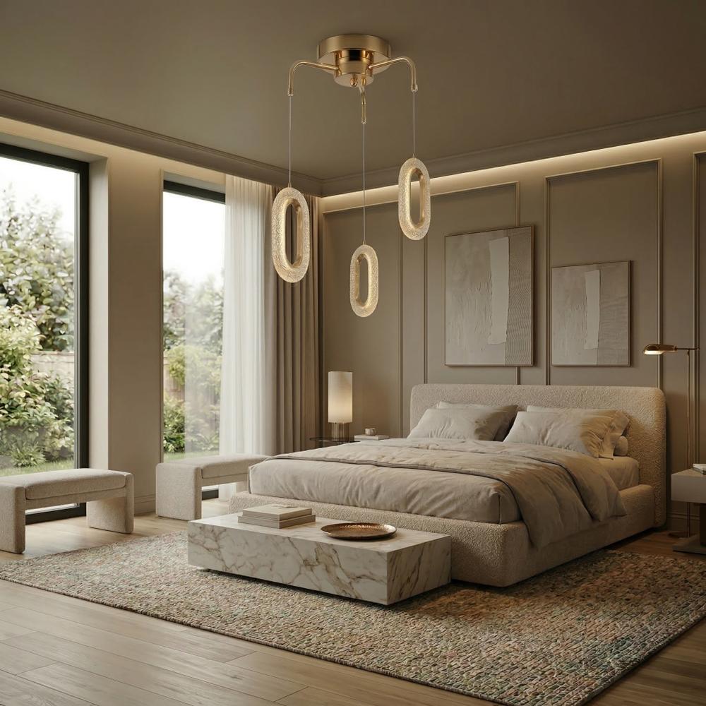 LAMPA SUFITOWA WISZĄCA LED G173-3CP ZŁOTA