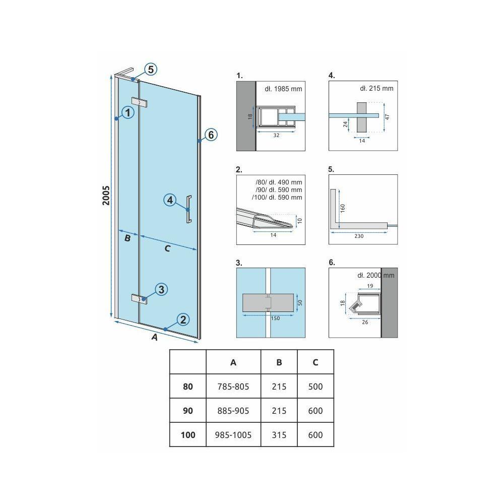 Душевые двери Rea Hugo 100 Copper Brush
