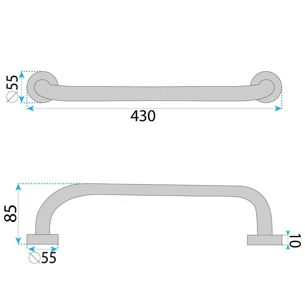 Straight bathroom grab bar Chrome 40cm