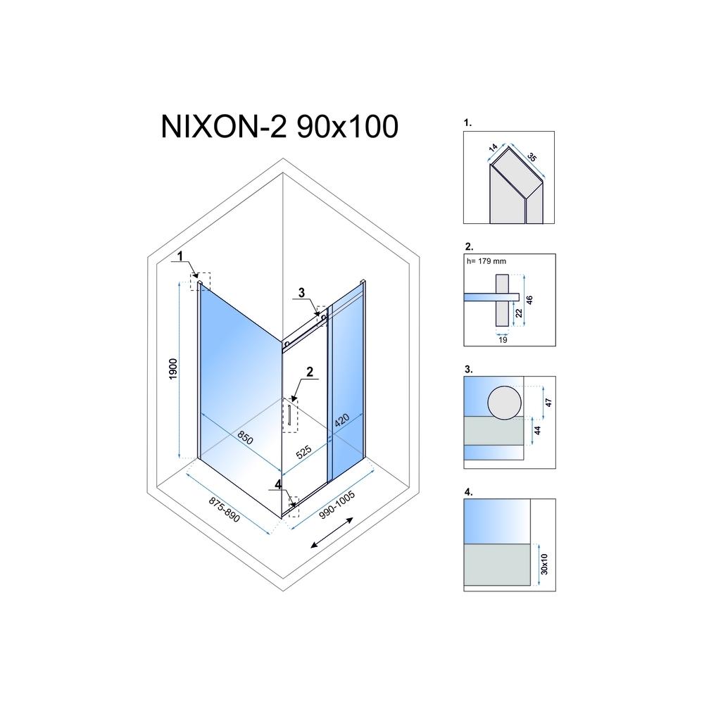 Dušo kabina Rea Nixon 100x90