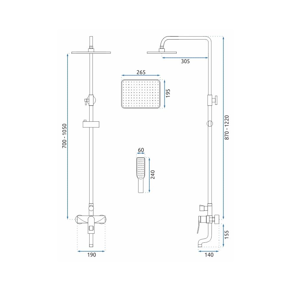 Σετ ντους REA SOUL Black/Gold Brush